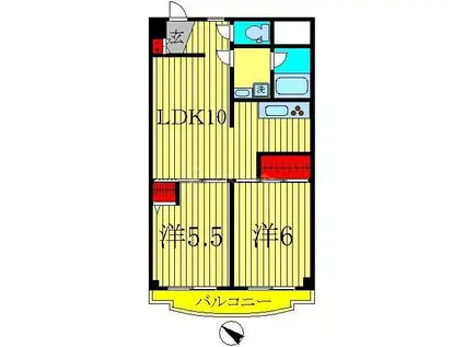 ハイム カメリー(2LDK/1階)の間取り写真