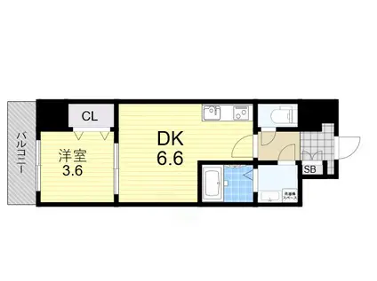 メルベージュ難波サウスⅢ(1DK/10階)の間取り写真