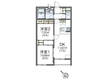 レオパレスピュアタウン(2DK/2階)の間取り写真