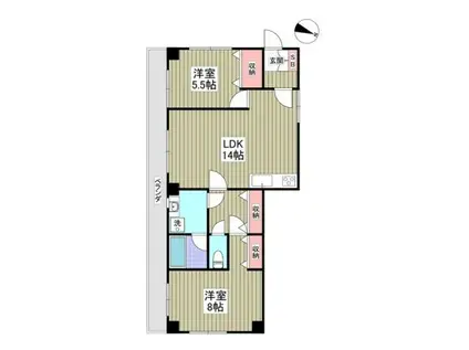 山栄ハイツ(2LDK/4階)の間取り写真