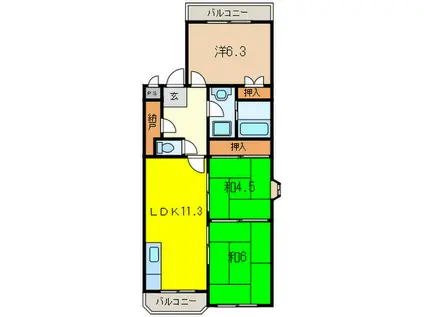 グリーンライフサトウ(3LDK/2階)の間取り写真