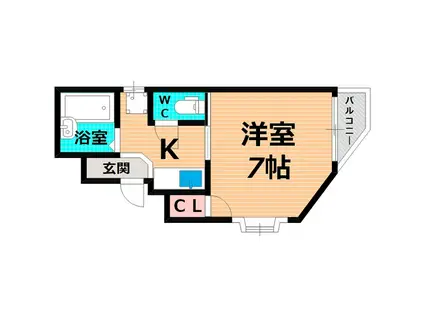 グローバル(1K/4階)の間取り写真