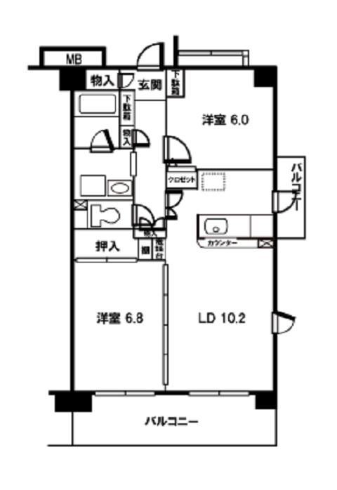 テラスコンコード(2LDK/7階)の間取り写真