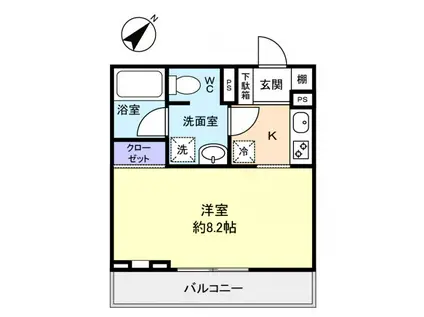 アバンティ津田沼(1K/1階)の間取り写真