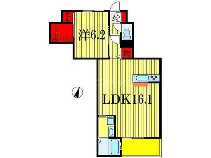 ディオス壱番館(1LDK/2階)の間取り写真
