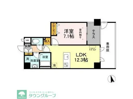 サンピタリア東船橋(1LDK/1階)の間取り写真