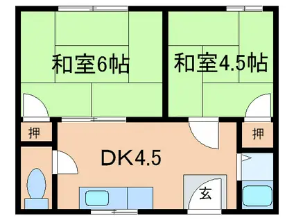 マンションみどり(2DK/2階)の間取り写真