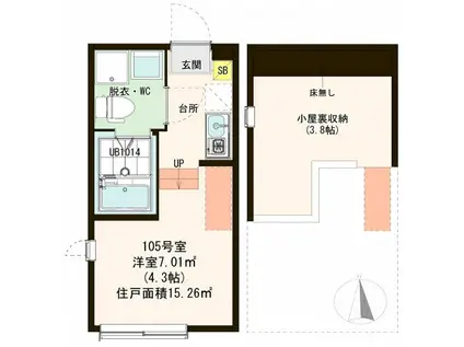 バースシティ北綾瀬(ワンルーム/1階)の間取り写真