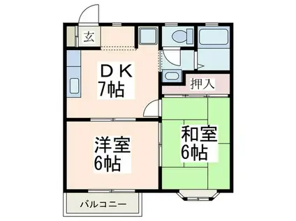 シャトル中山(2DK/2階)の間取り写真