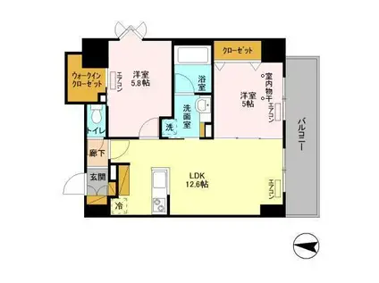 フェリス コート(2LDK/5階)の間取り写真