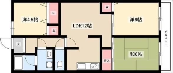 ダイアパレス喜多山(3LDK/2階)の間取り写真