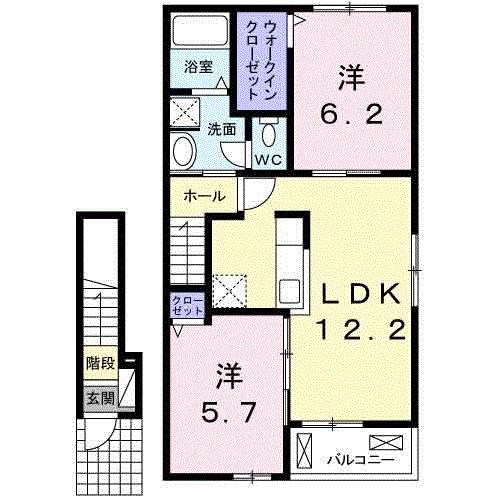 カンタービレ西浜I(2LDK/2階)の間取り写真