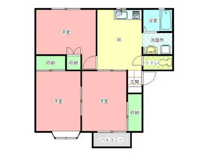 パークロイヤルB棟(3DK/1階)の間取り写真