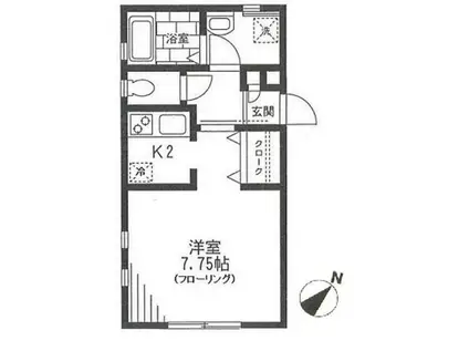 デザインコート篠原(1K/2階)の間取り写真