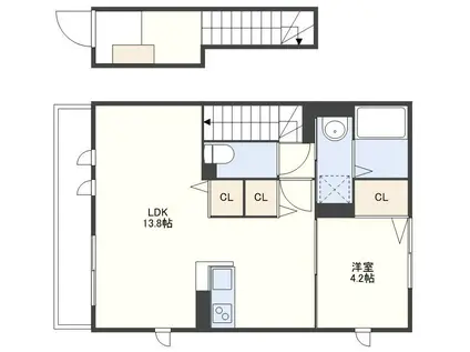 IMPERIAL.B(1LDK/2階)の間取り写真