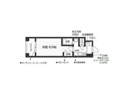 ウィステリア神宮西(1K/9階)の間取り写真