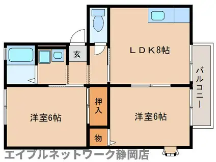 シャングリラ北安東C(2LDK/2階)の間取り写真