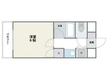 パラージュ西新(1K/4階)の間取り写真