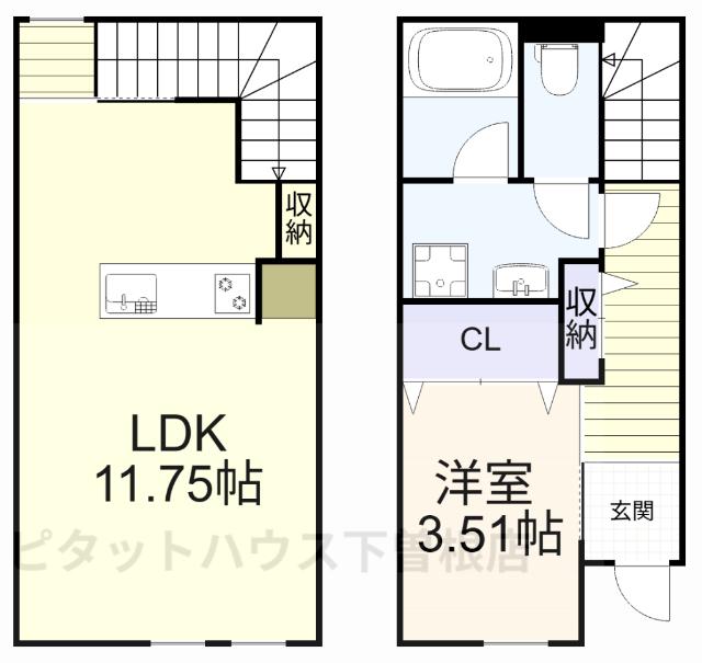 グラン若園(1LDK/1階)の間取り写真