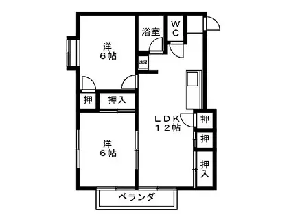 BCASA伊勢崎VRE-BORN(2LDK/1階)の間取り写真
