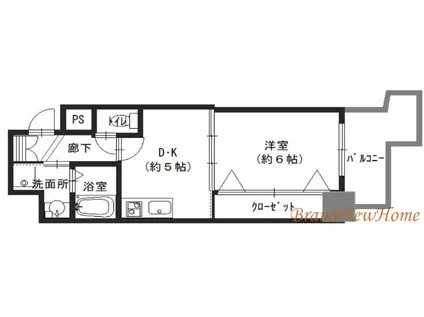 KREHL宿院(1DK/6階)の間取り写真