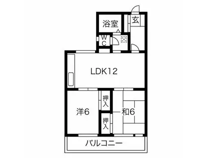 二葉レヂデンス(2LDK/4階)の間取り写真