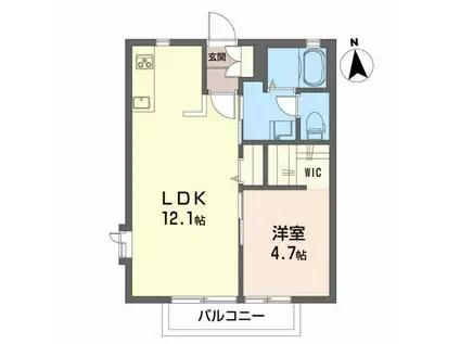 ヴァン・ヴェールA(1LDK/2階)の間取り写真