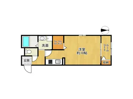 プラージュ・阿倍野(ワンルーム/1階)の間取り写真