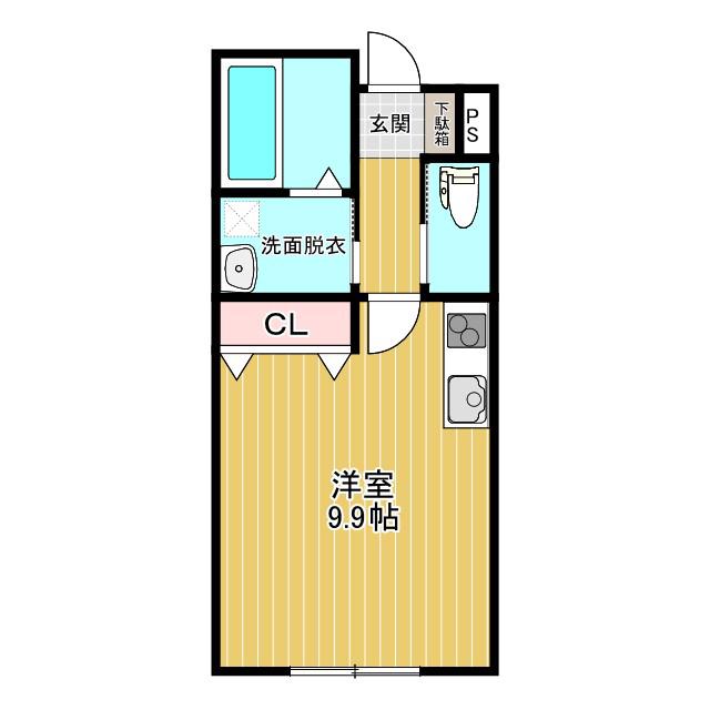 CRECERII(ワンルーム/1階)の間取り写真