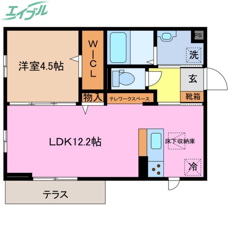 ウィステリアムーン(1LDK/1階)の間取り写真