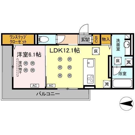 CREST COURT(1LDK/1階)の間取り写真