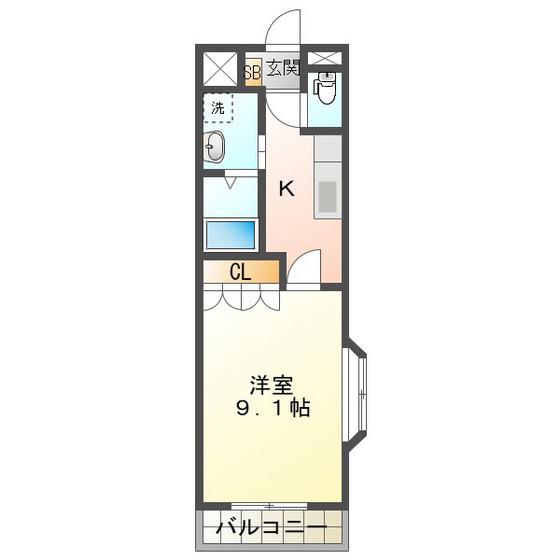 リヴァージュA棟(1K/1階)の間取り写真