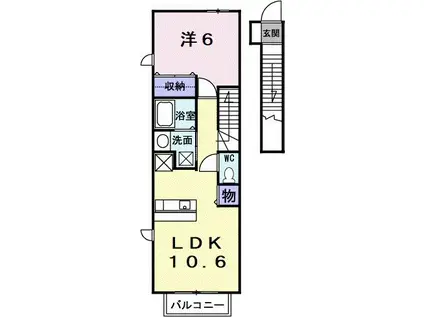 サニープレイス(1LDK/2階)の間取り写真