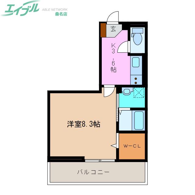 リエート中央町(1K/1階)の間取り写真