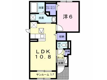 IRいしかわ鉄道 小松駅 バス乗車時間:15分 最寄りバス停で下車 徒歩5分 2階建 築4年(1LDK/1階)の間取り写真