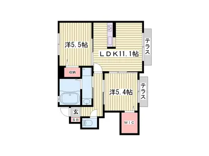 ラ ルーチェ(2LDK/1階)の間取り写真