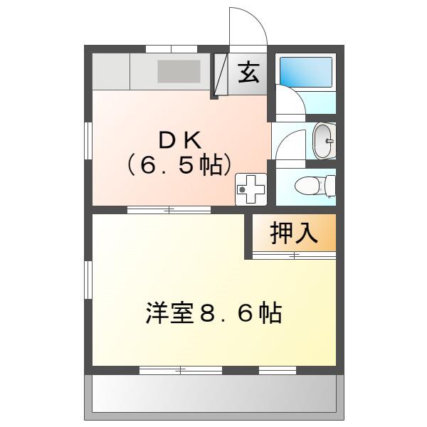 アリビラ千代田(1DK/2階)の間取り写真