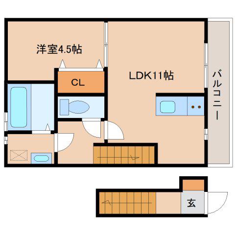 プチメゾン有井(1LDK/2階)の間取り写真