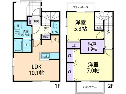 BLOOM ASO C(2LDK/1階)の間取り写真