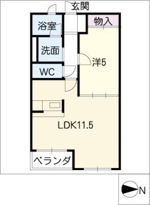 フレシールI(1LDK/1階)の間取り写真