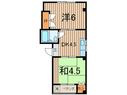 ソルフローレ横浜(2DK/2階)の間取り写真