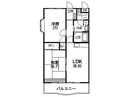 クレストベル(2LDK/2階)の間取り写真