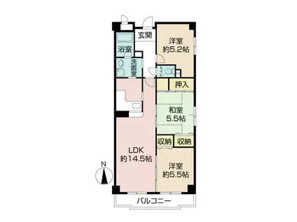 ロイヤルメゾン羽衣(3LDK/3階)の間取り写真