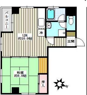 ハイネスイイダ(1LDK/2階)の間取り写真