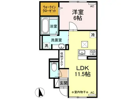 SOLEIL城下(1LDK/1階)の間取り写真