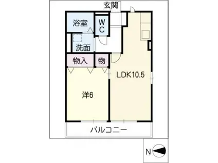 シャルム(1LDK/2階)の間取り写真