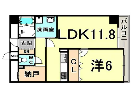 アーバネックス元町通(1LDK/8階)の間取り写真
