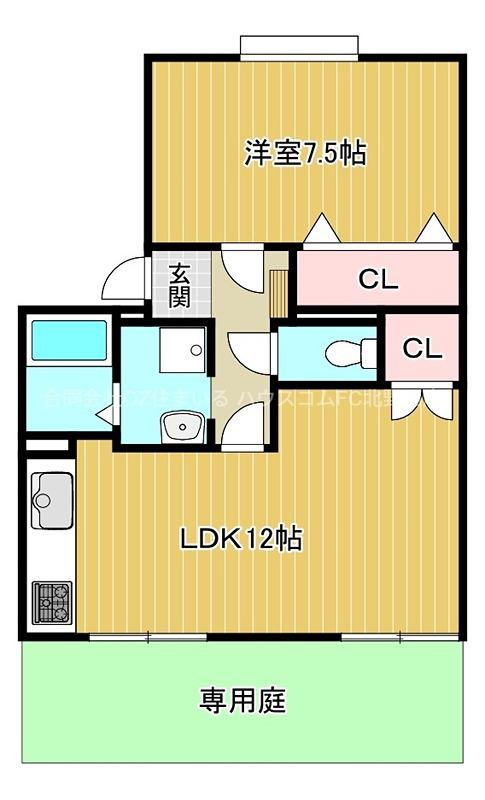タウニィハイツ金剛(1LDK/1階)の間取り写真
