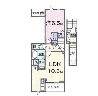 フラワーハイツ壱番館(1LDK/2階)の間取り写真