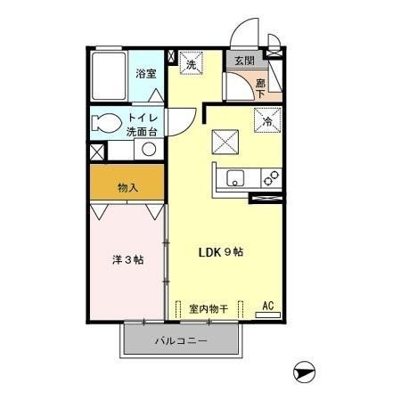 サンハイム原田(1LDK/1階)の間取り写真